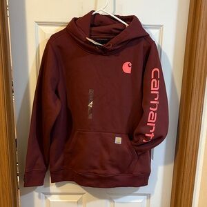 Carhartt Burgundy Hoodie with Pink Accents